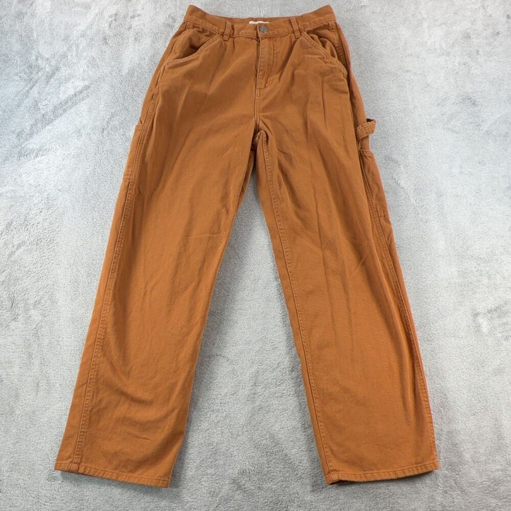 GARAGE Carpenter Pants Womens Size 5 Orange Straight Leg Cotton Twill 90s Retro